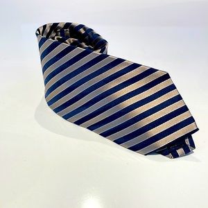 (2/$20) Nautica 100% Silk stripe tie (gold, navy, white)